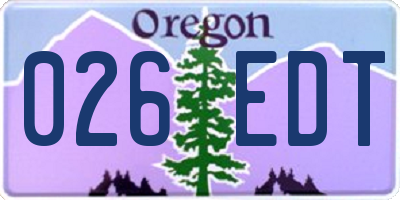 OR license plate 026EDT