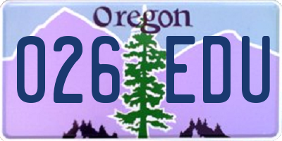 OR license plate 026EDU