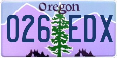 OR license plate 026EDX