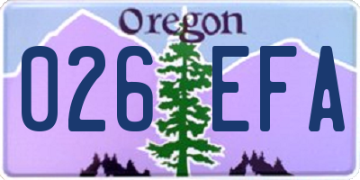OR license plate 026EFA