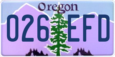 OR license plate 026EFD