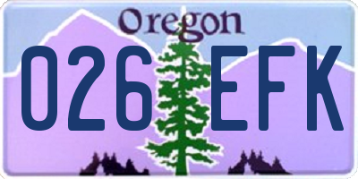 OR license plate 026EFK