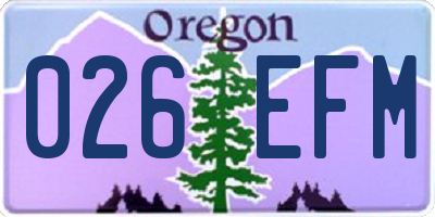 OR license plate 026EFM
