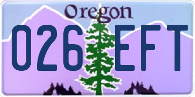 OR license plate 026EFT