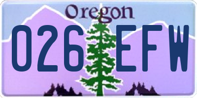 OR license plate 026EFW