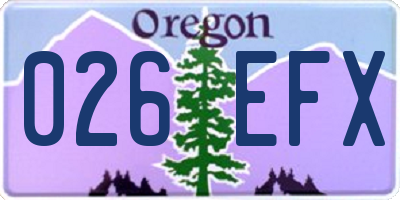 OR license plate 026EFX