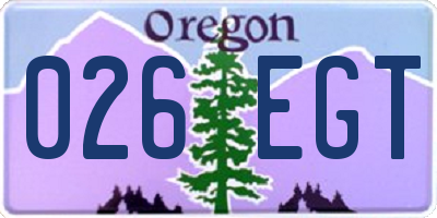 OR license plate 026EGT