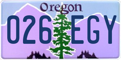 OR license plate 026EGY