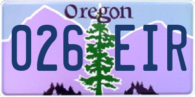 OR license plate 026EIR