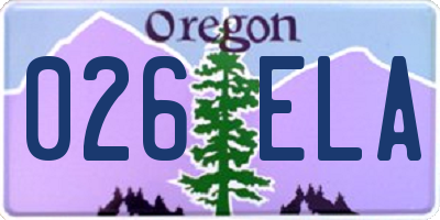 OR license plate 026ELA