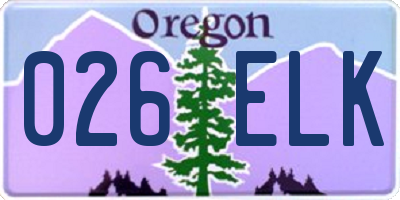 OR license plate 026ELK