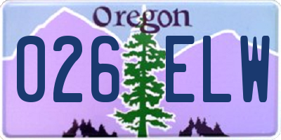 OR license plate 026ELW
