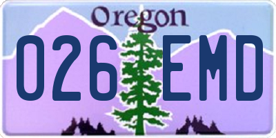 OR license plate 026EMD