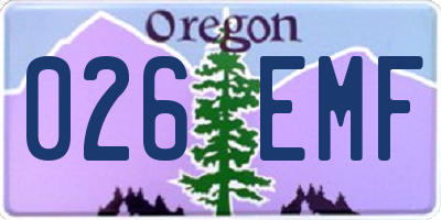 OR license plate 026EMF