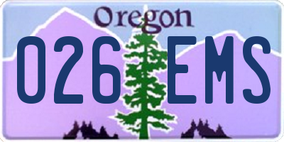 OR license plate 026EMS