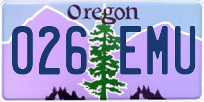 OR license plate 026EMU