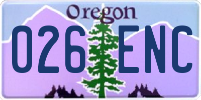 OR license plate 026ENC