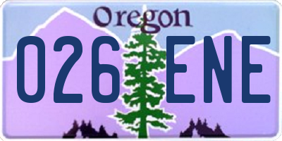 OR license plate 026ENE