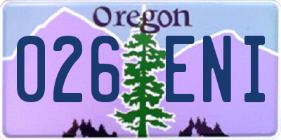 OR license plate 026ENI