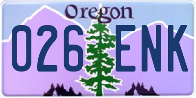 OR license plate 026ENK