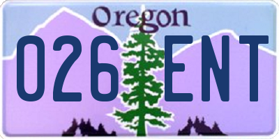 OR license plate 026ENT