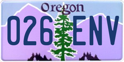 OR license plate 026ENV