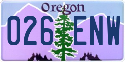 OR license plate 026ENW