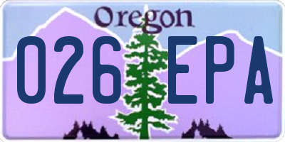 OR license plate 026EPA
