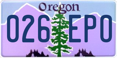 OR license plate 026EPO