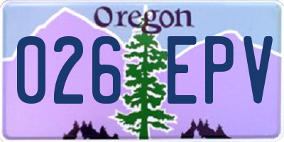 OR license plate 026EPV