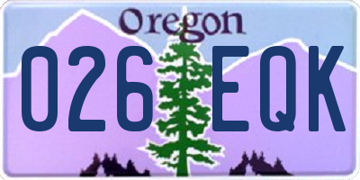 OR license plate 026EQK