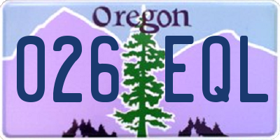 OR license plate 026EQL