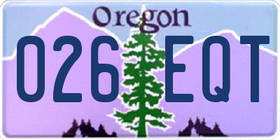 OR license plate 026EQT