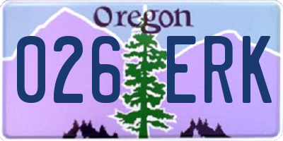 OR license plate 026ERK