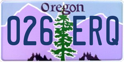 OR license plate 026ERQ
