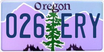 OR license plate 026ERY