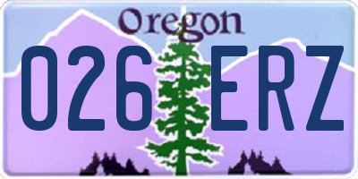 OR license plate 026ERZ