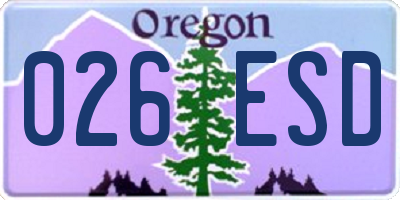 OR license plate 026ESD