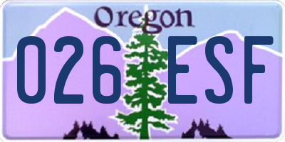 OR license plate 026ESF