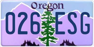 OR license plate 026ESG