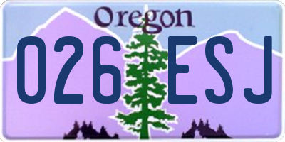 OR license plate 026ESJ