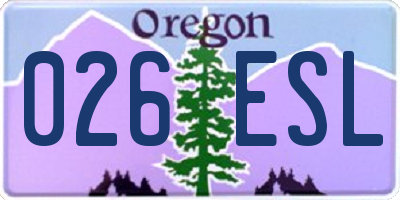 OR license plate 026ESL