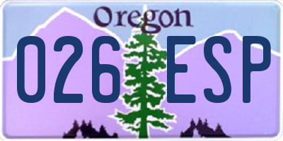 OR license plate 026ESP