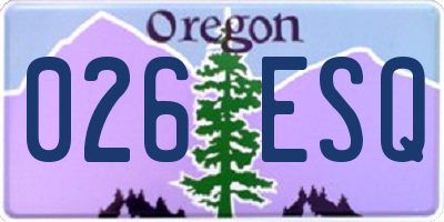 OR license plate 026ESQ