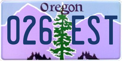 OR license plate 026EST