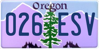 OR license plate 026ESV