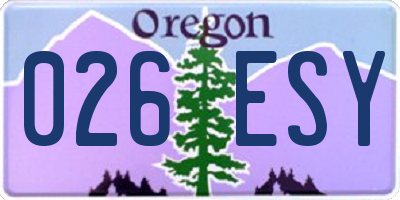 OR license plate 026ESY