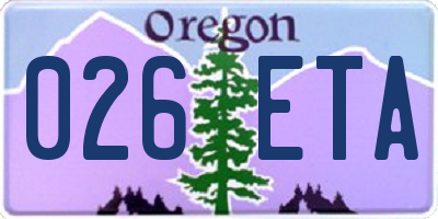OR license plate 026ETA