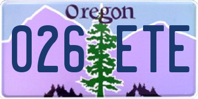 OR license plate 026ETE