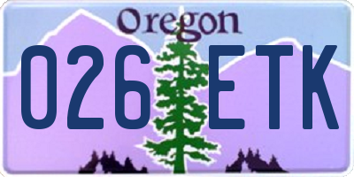 OR license plate 026ETK